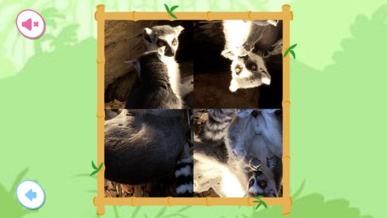 StoryZoo puzzle game showing mixed animal images that kids must complete