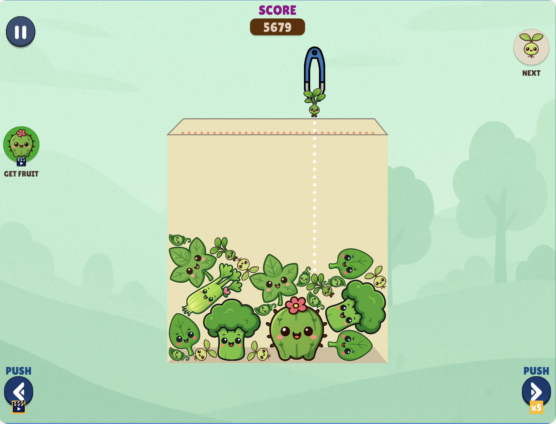 Watermelon Suika Game gameplay for Green Game Jam with vegetable characters