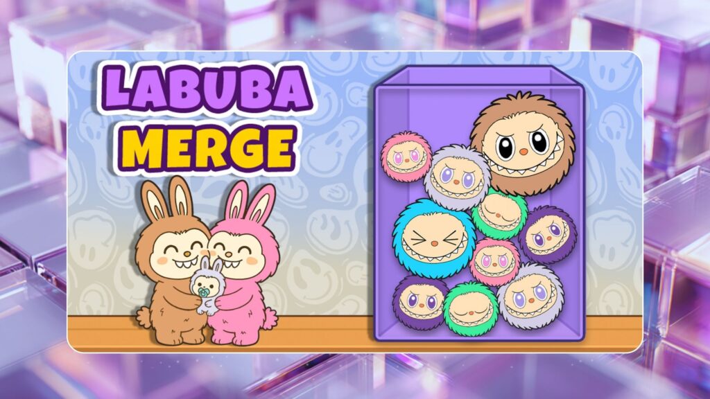 Labuba Merge, a top performing title in Labubu games, showing colorful Labubu characters and merge gameplay elements