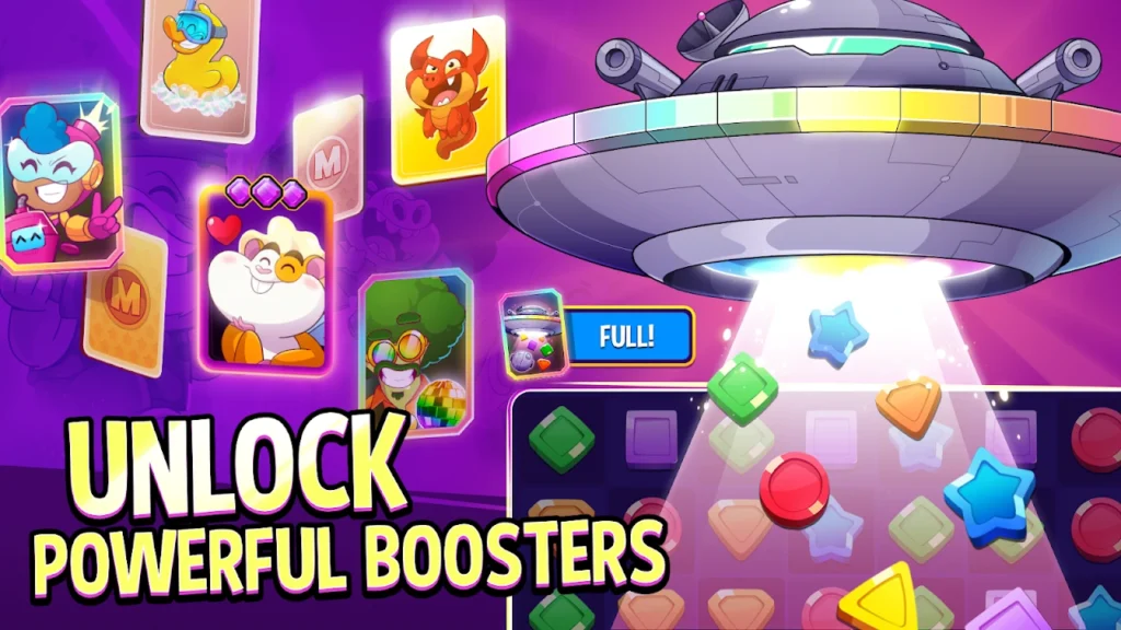 Match Masters gameplay showing powerful boosters and special items during a competitive match-3 puzzle round